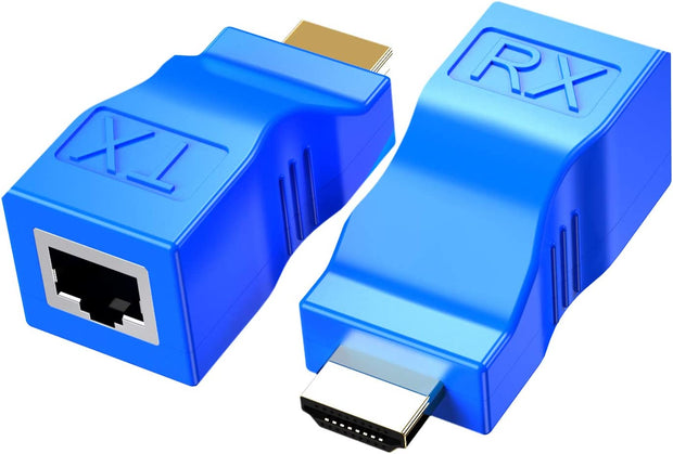 Adaptador HDMI a RJ45 – Extensor de Red HDMI 1080p (2 Unidades – Transmisor y Receptor)