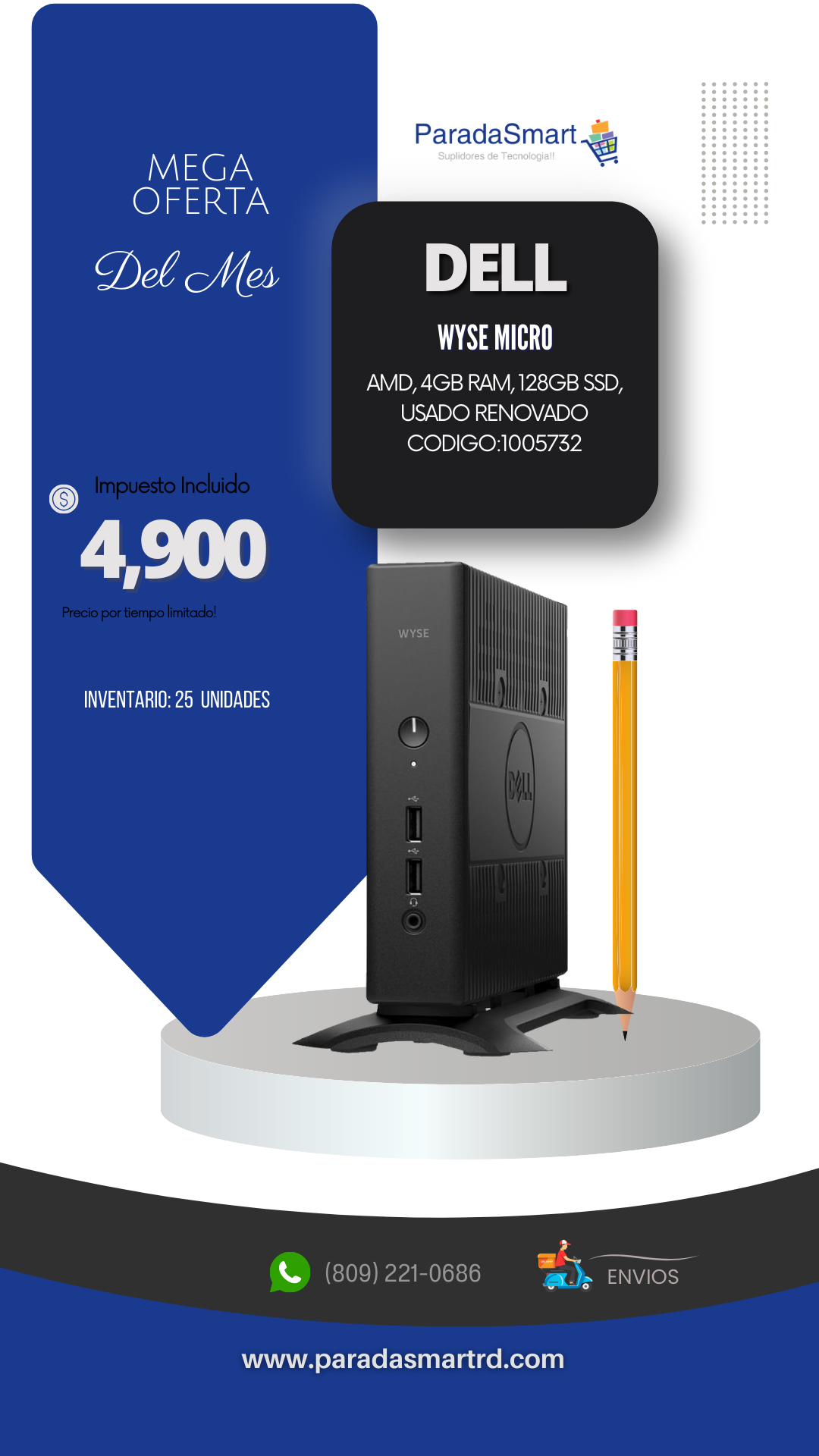 CPU Dell Wyse AMD 4 gb 128gb Renovado