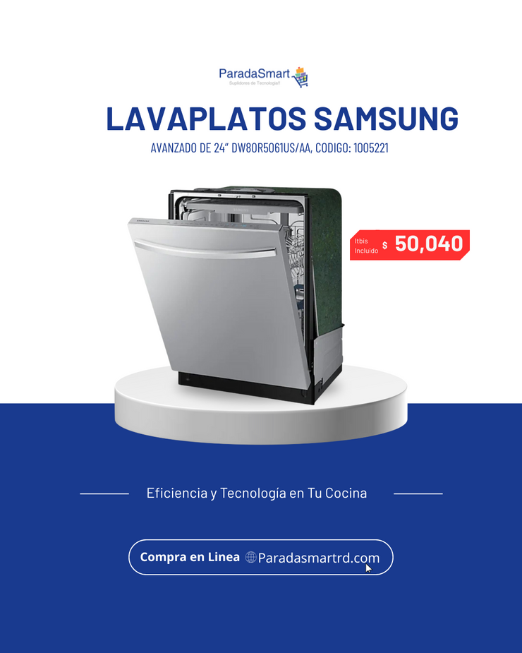 Lavaplatos Samsung 24″ DW80R5061US/AA – Eficiencia, estilo y limpieza impecable
