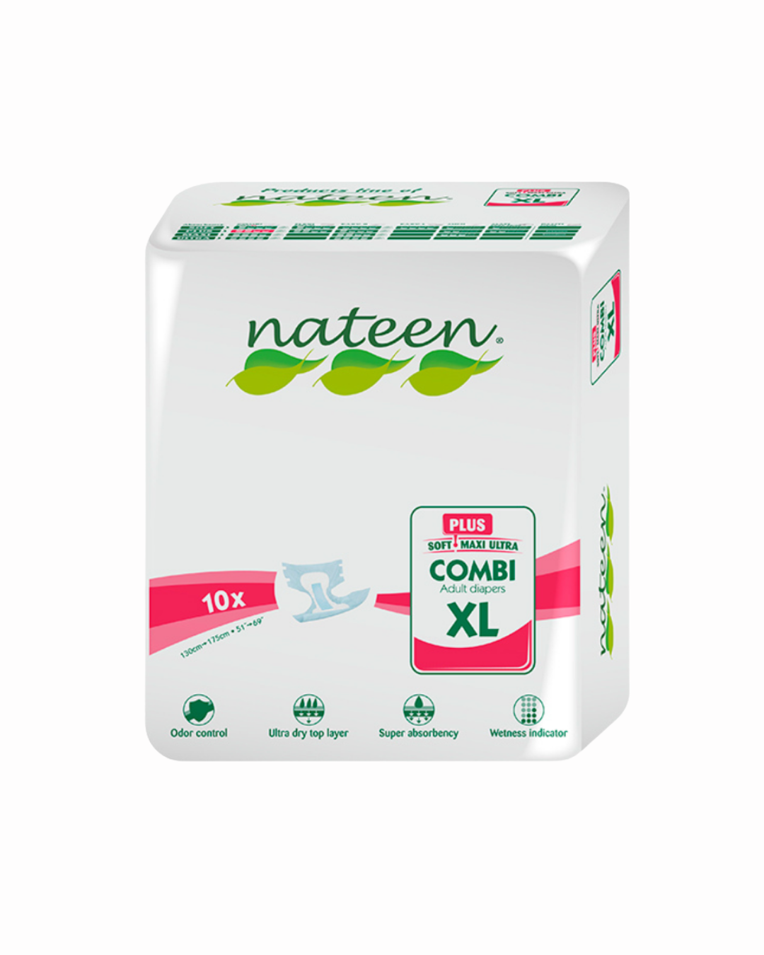 Pañales para adultos Nateen talla XL, paquete de 10